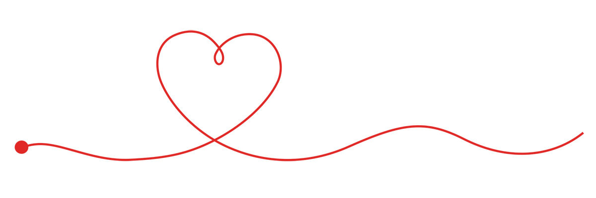 A heart drawn with a single red line.